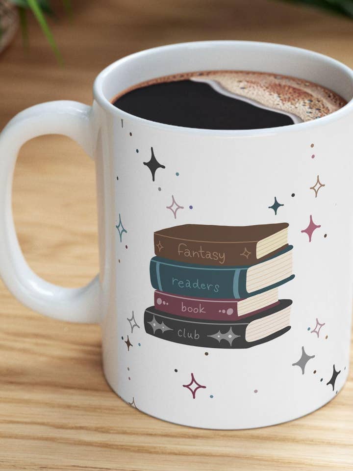 Fantasy Readers Bokklubb Mugg Mörk Färgvariant för wholesale av Live Inside Pages Shop