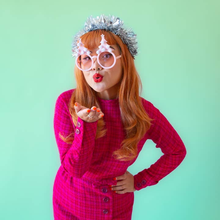 Sunshine Studios - Wholesale Sunglasses - Women's - Christmas Tree Holiday Glasses | Pastel Pink