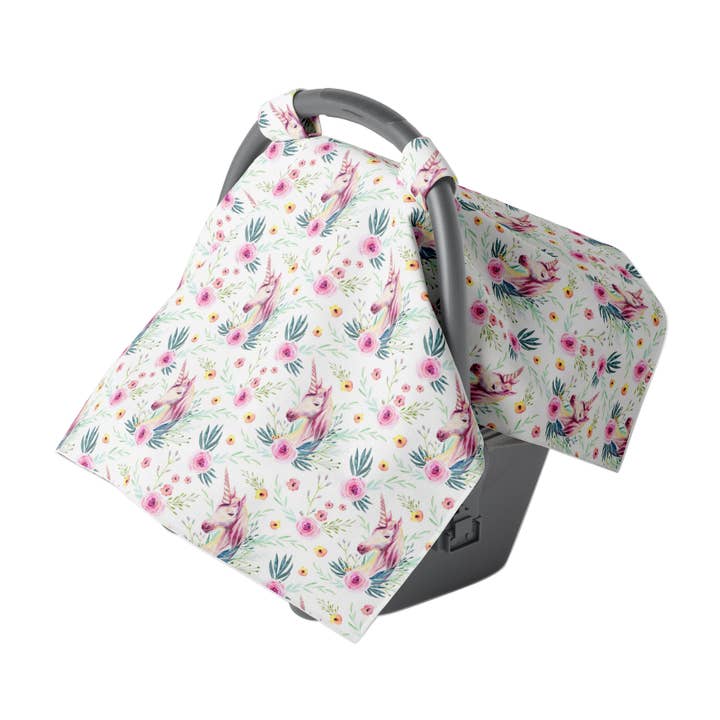 JLIKA - Wholesale Car Seat Cover - Kids & Baby - Canopy Car Seat Cover Minky Warm Baby Cover Unicorn Floral