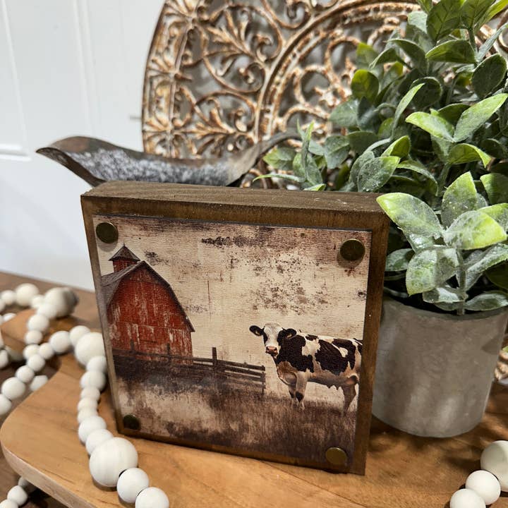 The Broken Board - Wholesale Decorative tabletop object - Farm scene tiered tray decor, shelf sitter2