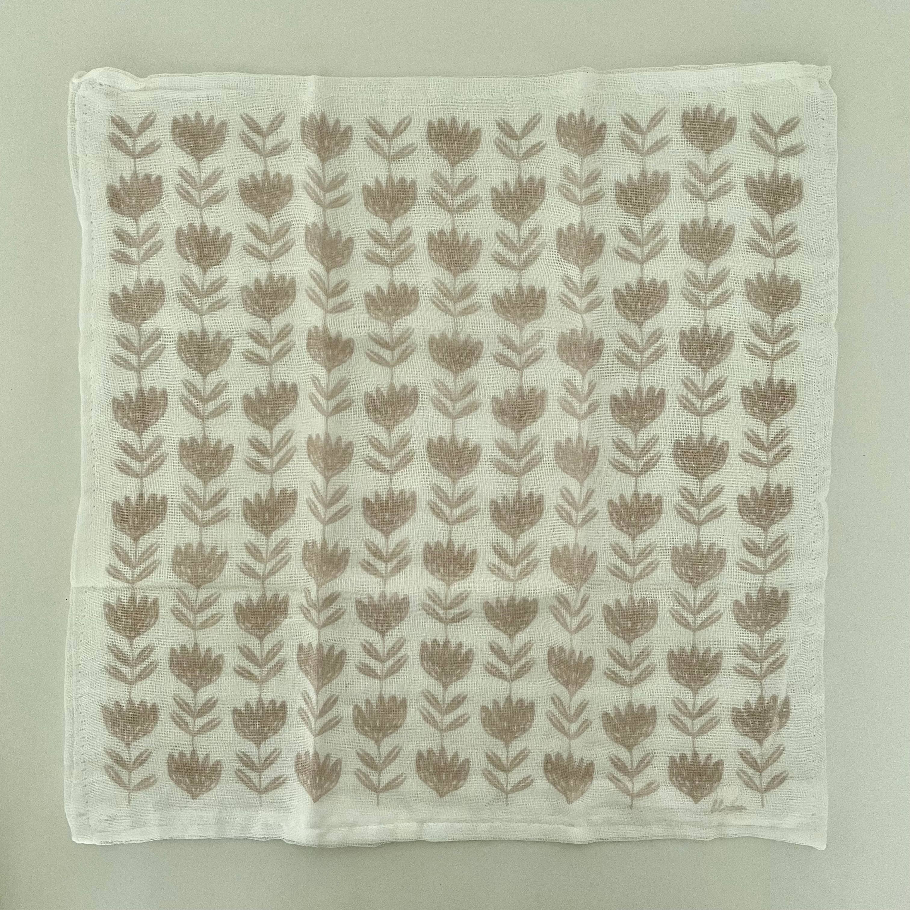 fort & field – wholesale Dishcloth – kaya Japanese 100% cotton dishcloth large 17" sq. pink bloom1