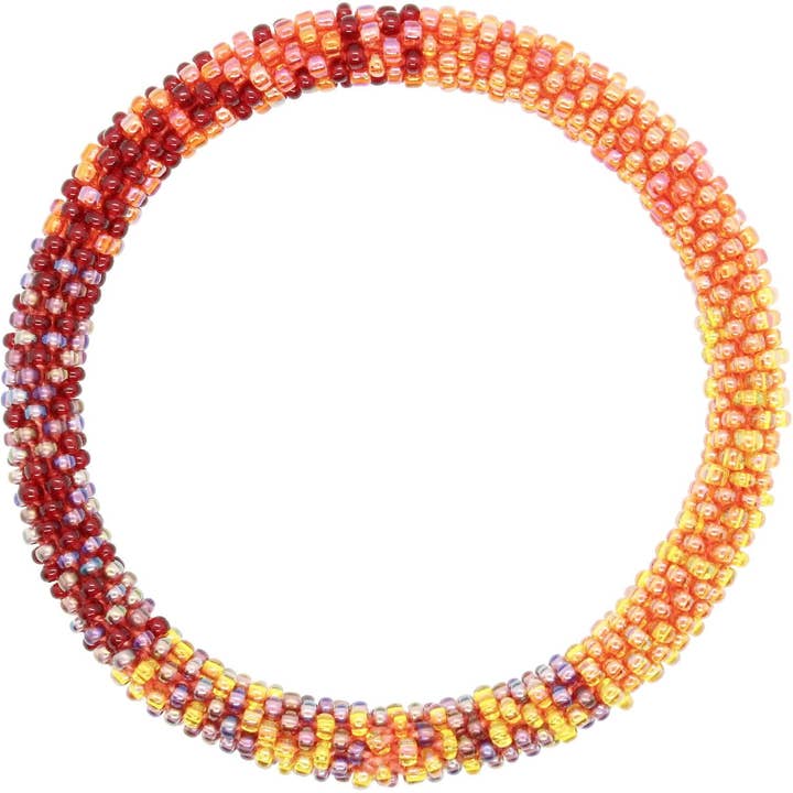 Handmade Nepal Glass Bead Bracelet | Stackable & Fair Trade Jewelry | Seed Bead Beadwork Bracelet | Orange Lotus Sky Bracelet (5 Pack Bundle) for wholesale by Lotus Sky Jewelry