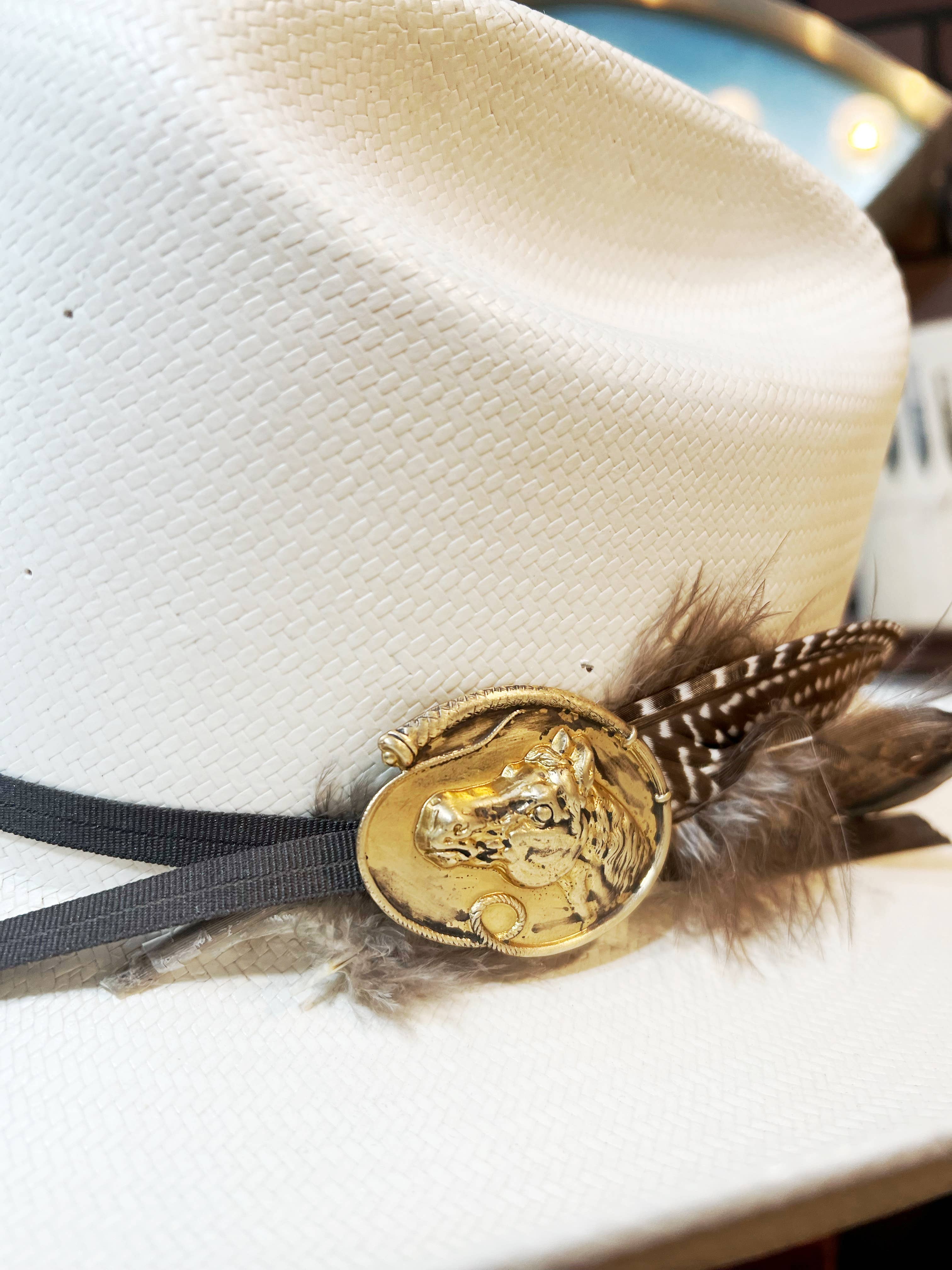 Vintage Bliss - Wholesale Hat Accessory - Women's - Brass Patina Horse Head Flat Hat Pin Hat Bar  1