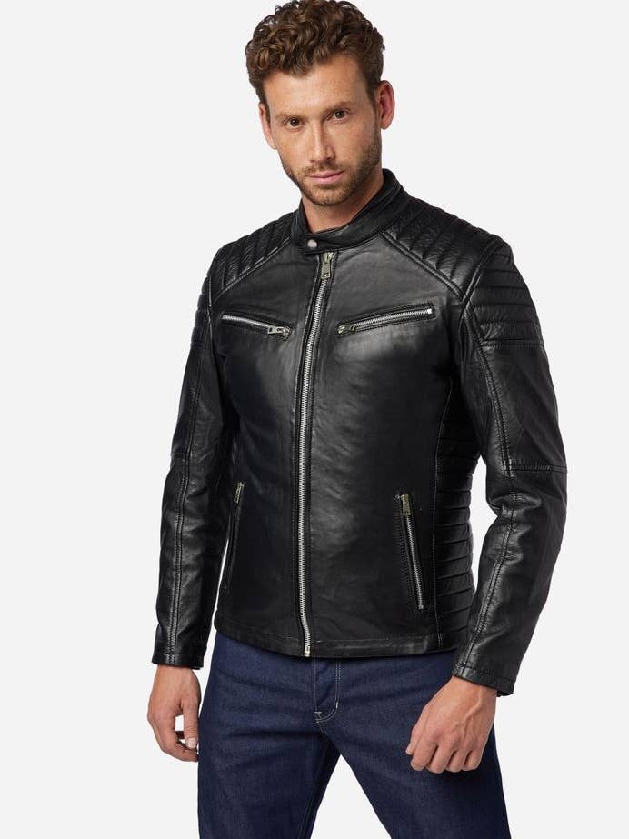 Heren leren jas Cooper - premium lamnappa leer voor wholesale door Ricano