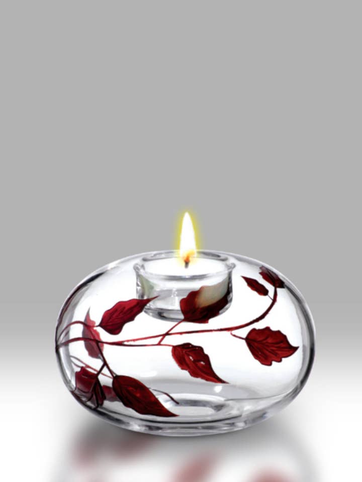 Ruby Leaf - 13 cm T'Light for engroshandel hos Nobile Glassware Ltd.
