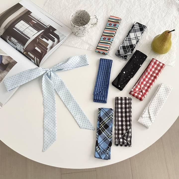 Polka Dot Plaid Fashion Multifunctional Narrow Scarf for wholesale by MKS America