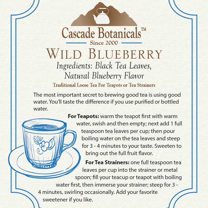 Cascade Teas & Botanicals - Wholesale Loose tea - Wild Blueberry Black Tea Loose Pack3