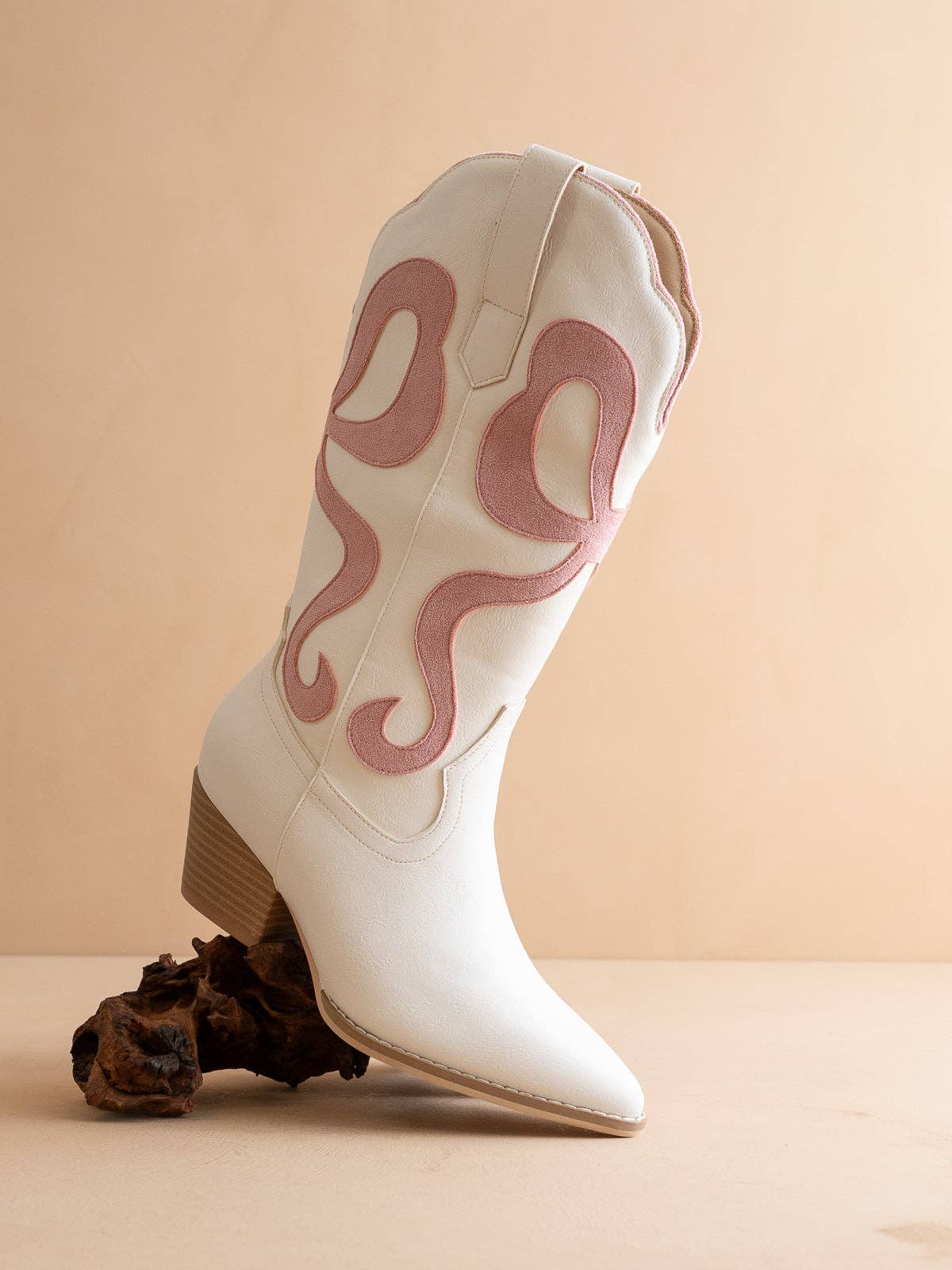 The Bowie | Pink Western Boot with Pink Inlay for wholesale on Faire1