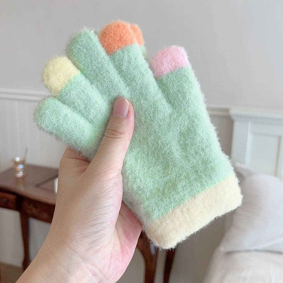 Little Trendy - Wholesale Gloves - Women's - Colorful macaron warm gloves students five fingers gloves4