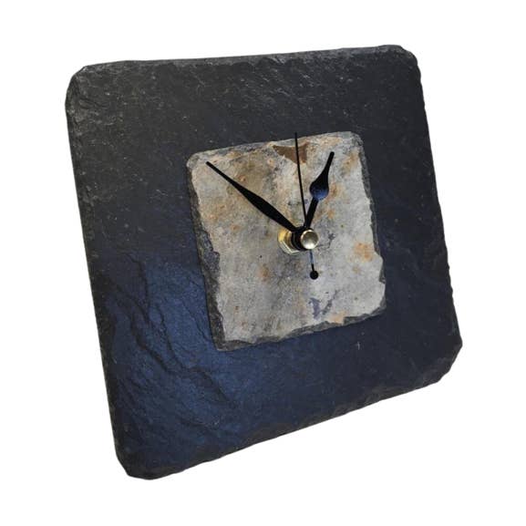 Natural slate clock (15 cms diameter) Silent mechanism for wholesale by Driftmoods - The Slate Shop