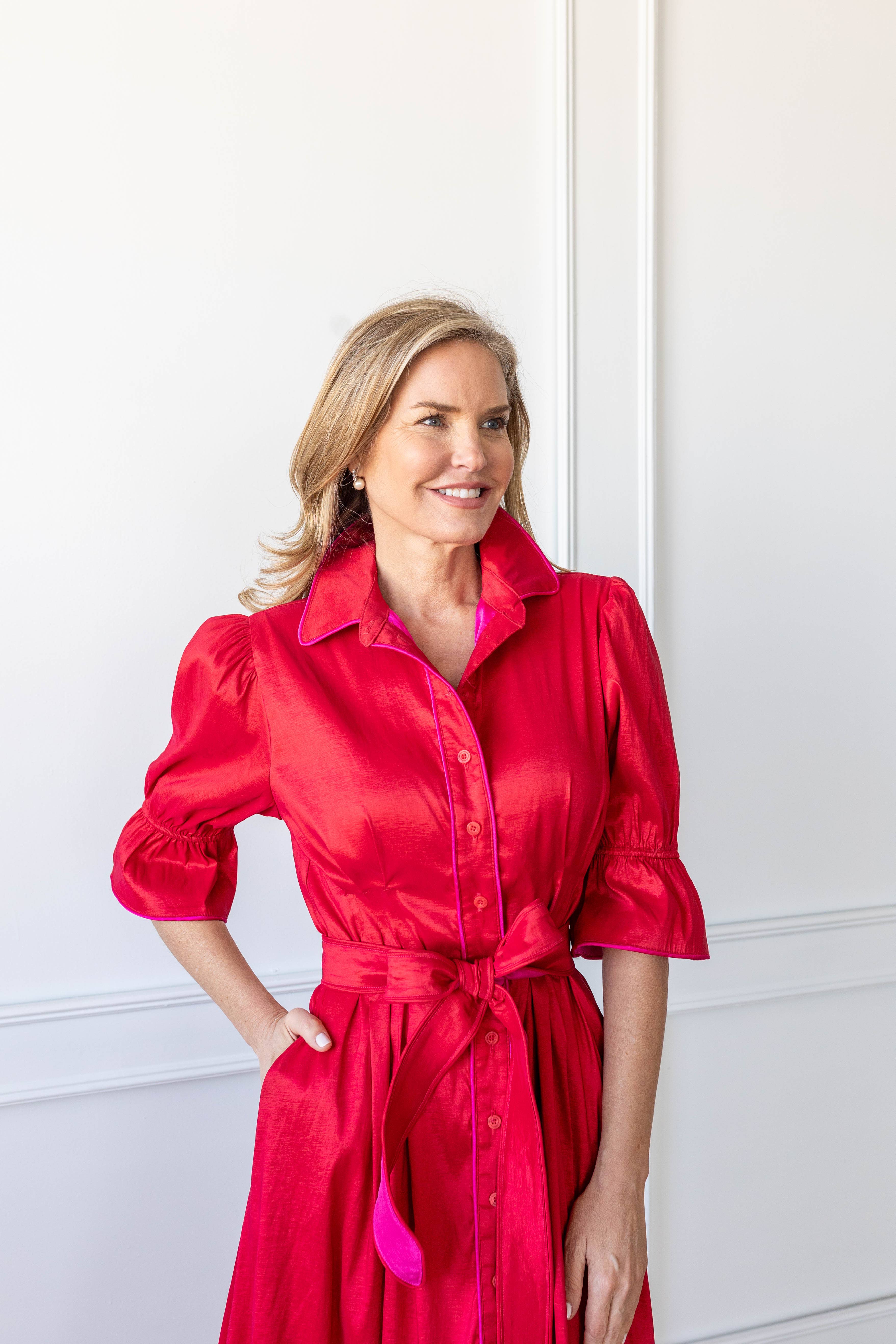 Kim Lolley Designs - Venta al por mayor Vestido - Mujer - VESTIDO CAROL EN ROJO/FUCSIA6