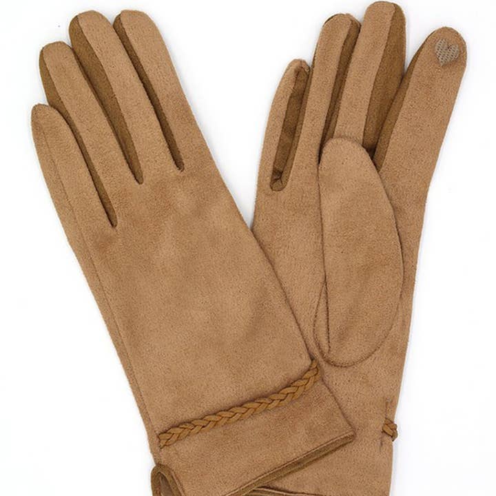 3AM BY H&D ACCESSORIES - Wholesale Gloves - Women's - Braided Band Suede Smart Gloves