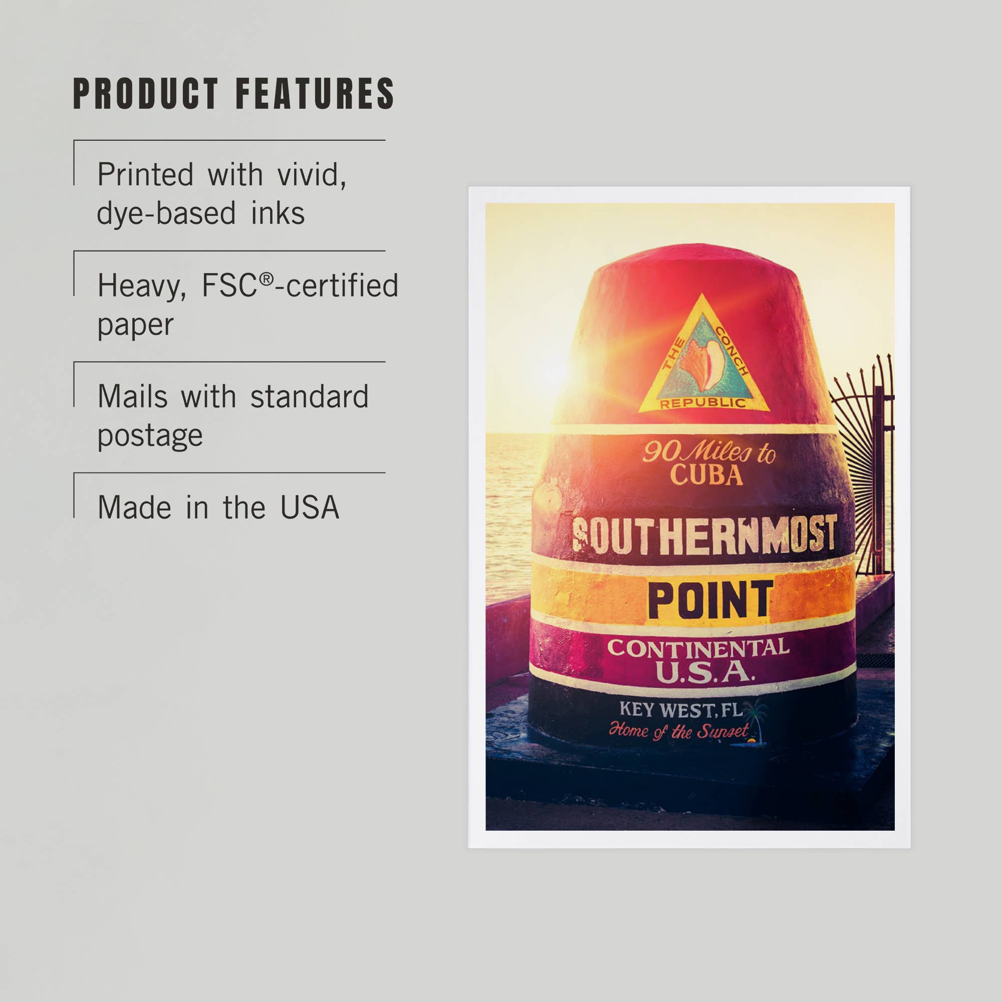 Lantern Press - Wholesale Postcard - PREMIUM POSTCARDS Key West, Florida, 90 Miles to Cuba Sign2