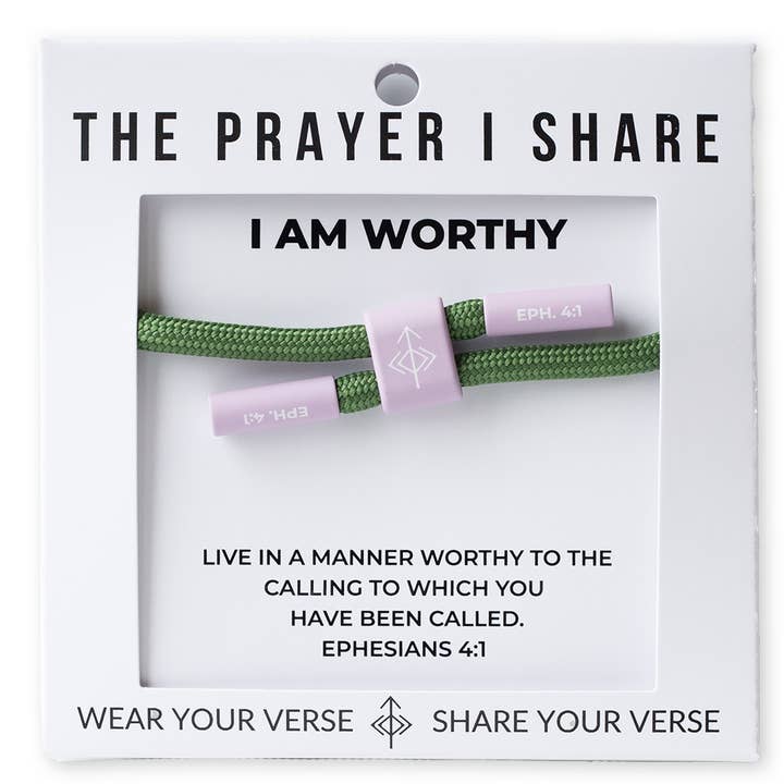 Bracelet I AM WORTHY, bracelet Christian Cord pour la vente par The Prayer I Share