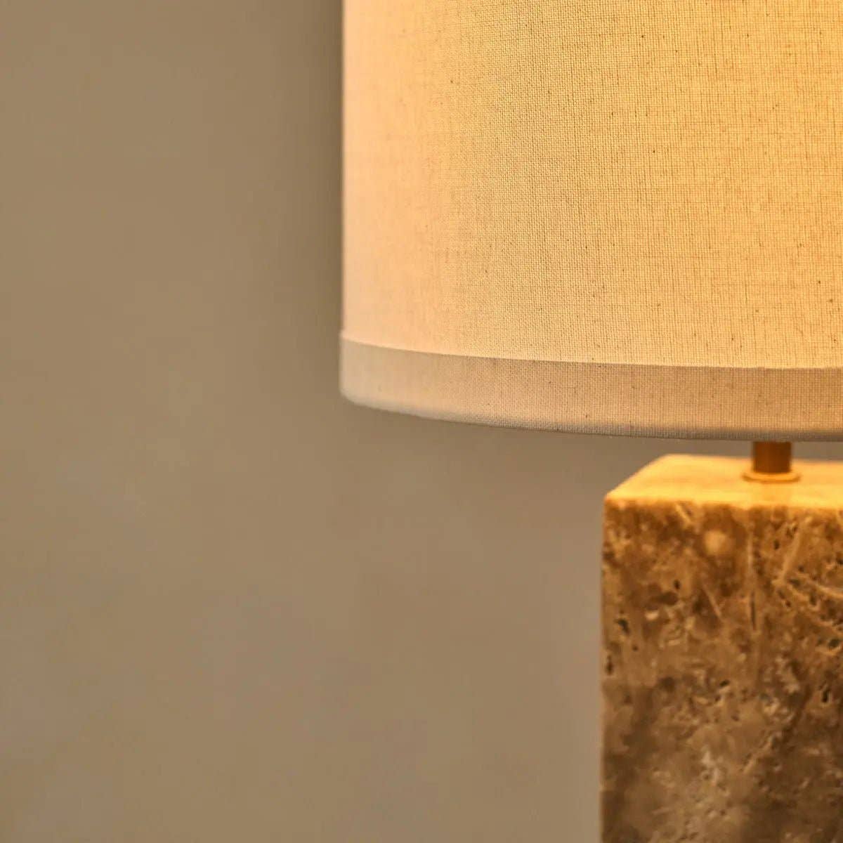 Tavellio - Wholesale Accent/desk lamp - Rosie Travertine Lamp | Cotton Shade & Elegant Design11