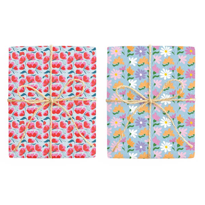 Floral - Red & Blue / Orange & Blue for wholesale by To The Moon and Back Prints