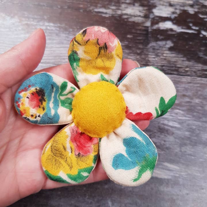 paper-and-string ltd - Wholesale Brooch - Handmade Fabric Flower Brooch (case of 16)10
