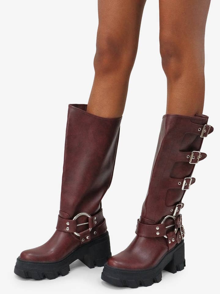 Lemonade Shoes – wholesale Stövlar - Dam – Buckle Up Now - motorcykelstövlar med sidospännen och klumpig sula12