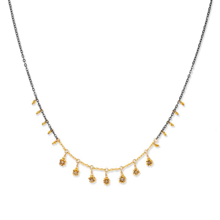 NIKITA Gold Vermeil & Gray Diamond Multidrop Necklace for wholesale by Kate Winternitz Jewelry