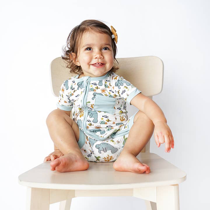 Emerson and Friends - Wholesale Jumpsuit - Baby - Manatee Bamboo Baby Clothing Shortie Romper Bodysuit