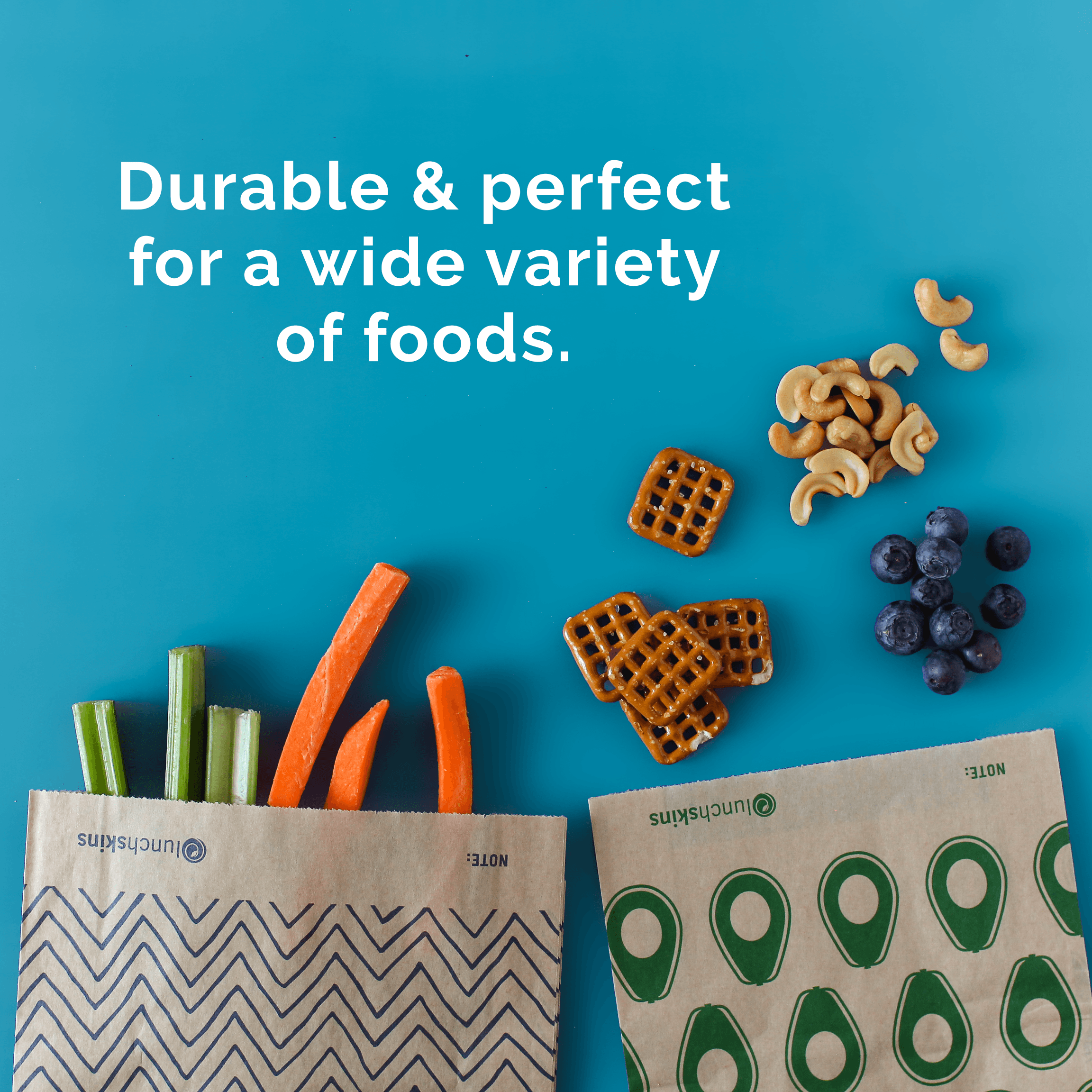 Lunchskins - Wholesale Food Storage Wrap/Bag - Compostable XL Sandwich Bags 50ct – Chevron Print3