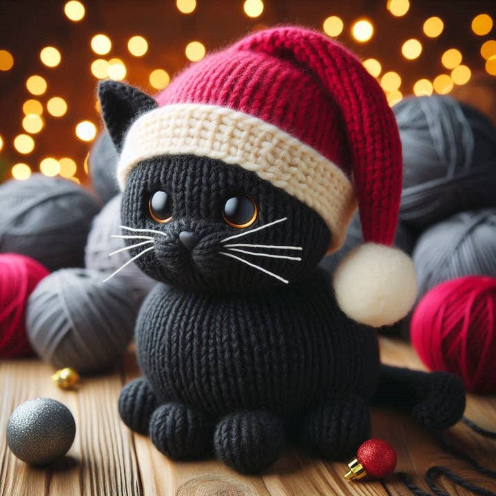 Carte de Noël de luxe avec un seul chat noir pour la vente par Two Woofs