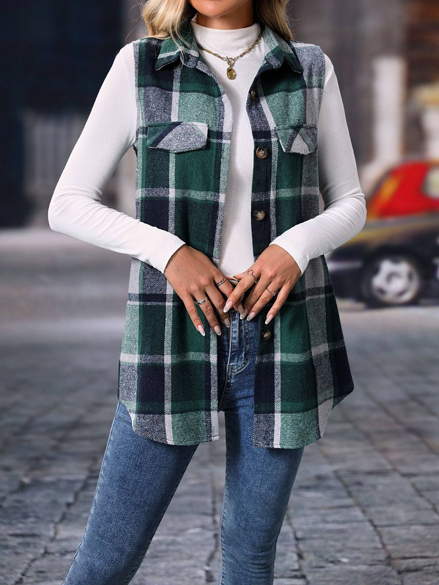 Wholesalesir - Wholesale Outerwear Vest - Women's - Plaid Sleeveless Vest2