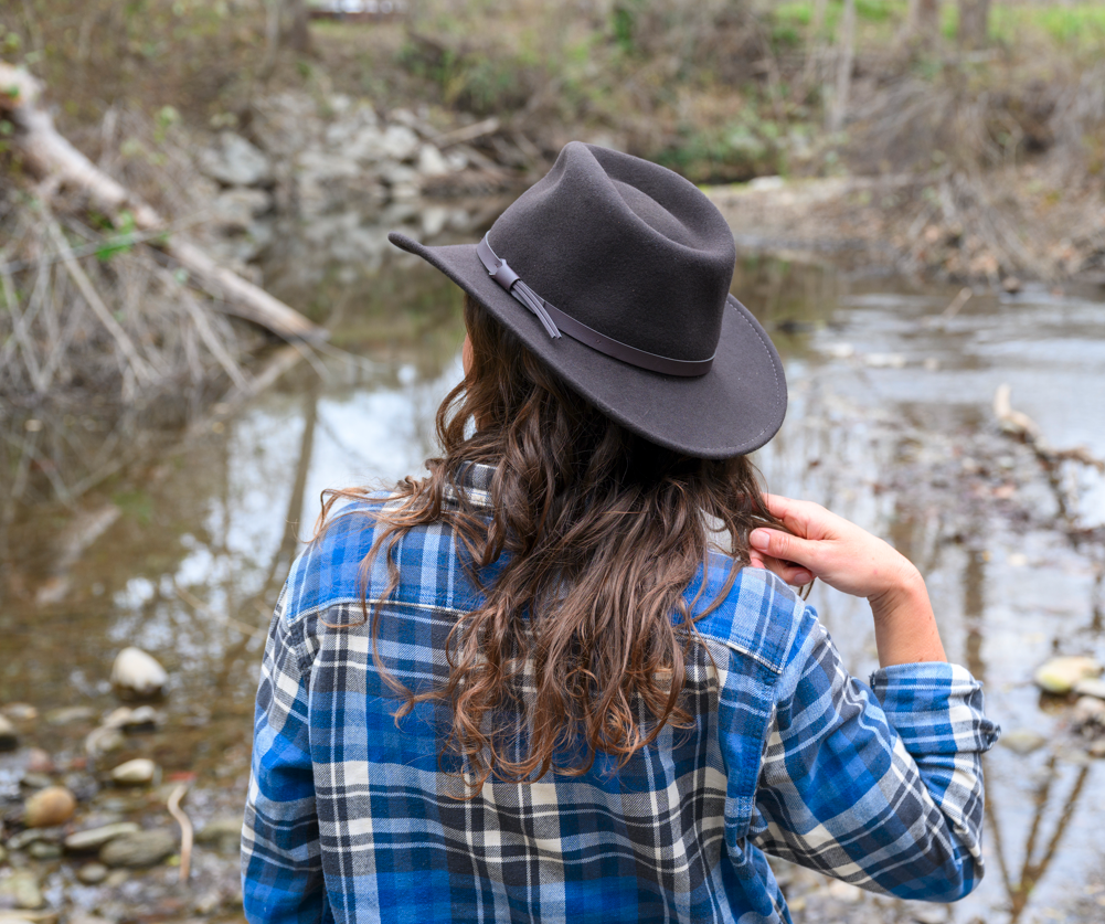 American Hat Makers - Wholesale Fedora - Unisex - Crushable Wool Felt Outback Hat - Style Pathfinder14