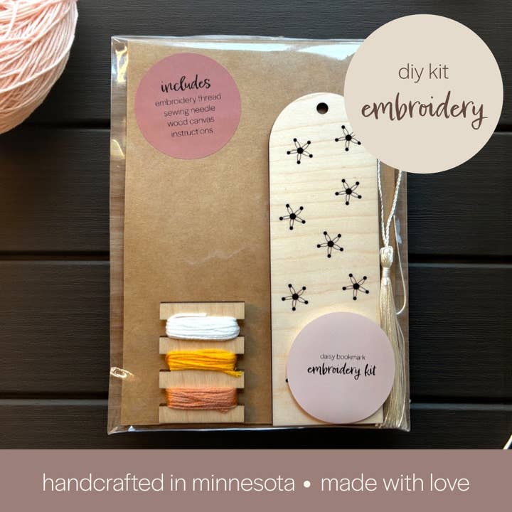 Daisy Bookmark DIY Embroidery Kit for wholesale by Lizabell Studio