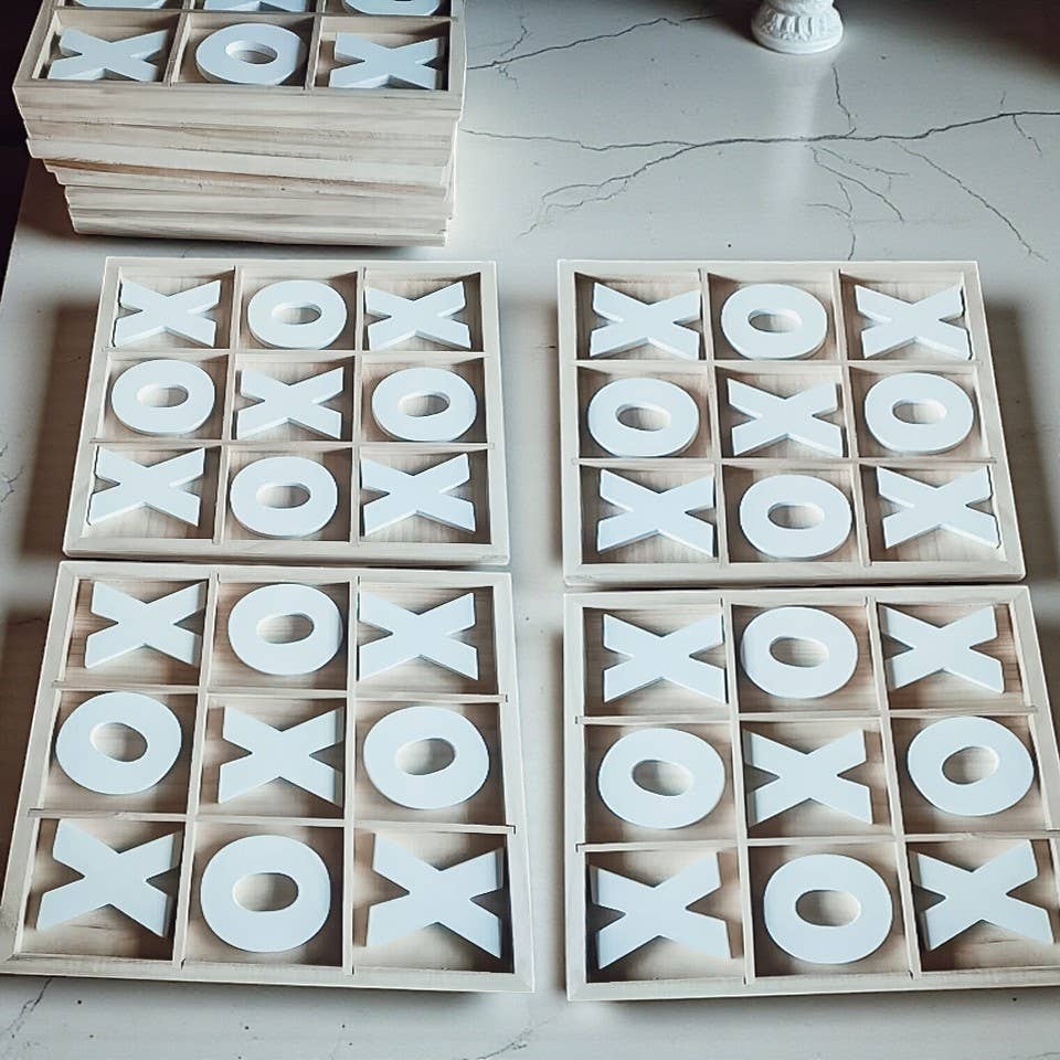 Gia Roma - Wholesale Decorative Tabletop Object - Wooden Tabletop Game + Decor, Tic Tac Toe Wood Game, Rustic56