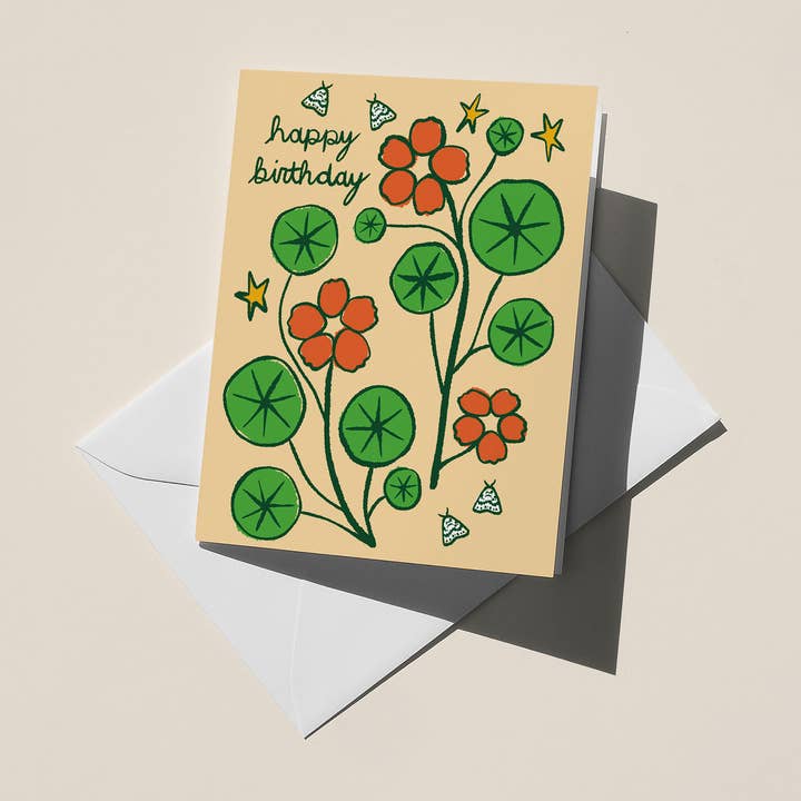 Christine Witmore - Wholesale Birthday Card - Nasturtium Happy Birthday Card, A20