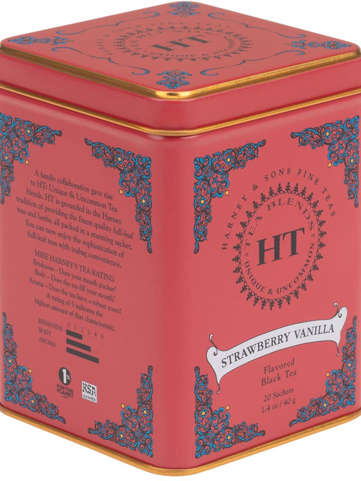 Strawberry Vanilla, HT Tin of 20 Sachets for wholesale by Harney & Sons Fine Teas