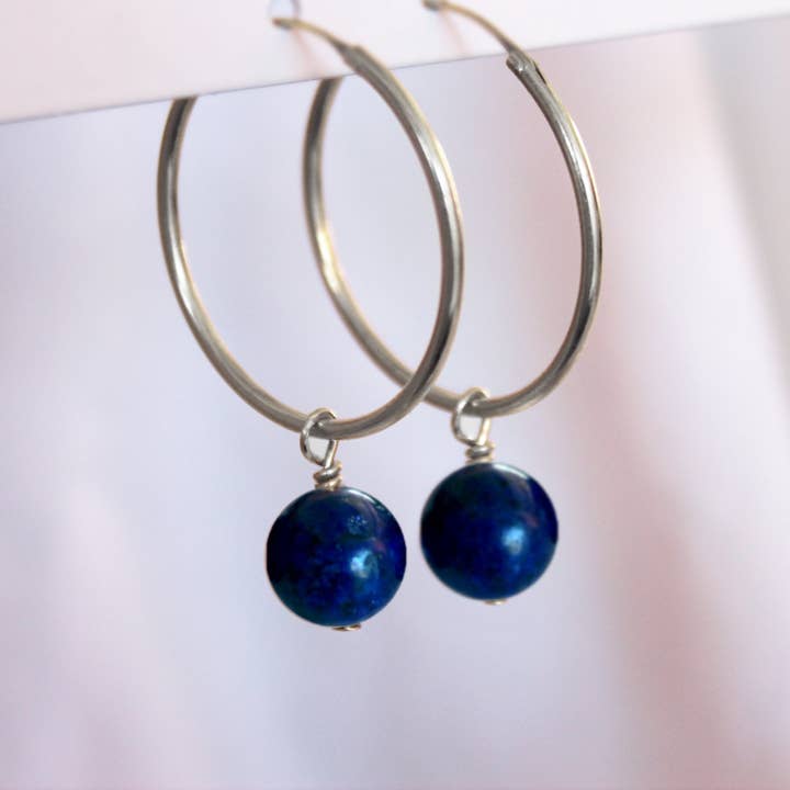 Boucles d'oreilles Chloé LAPIS LAZULI - Communication / Amitié pour la vente par Mademoiselle Moana