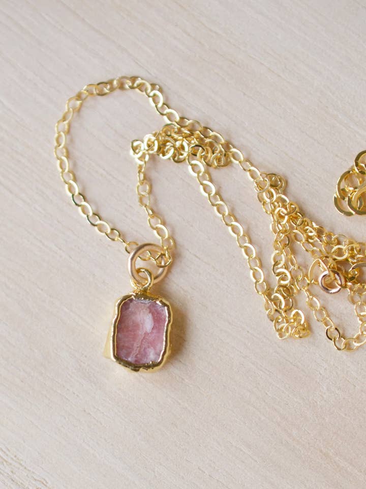 Roze Rhodochrosiet Schijf Ketting voor wholesale door GEMNIA
