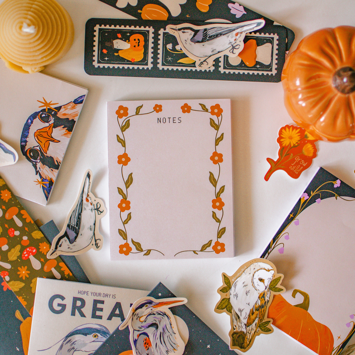 Brush + Bird Paper Co. - Wholesale Notepad - Orange Flower Notes | 4.25"x5.5" Cute Cozy Notepad Gift4