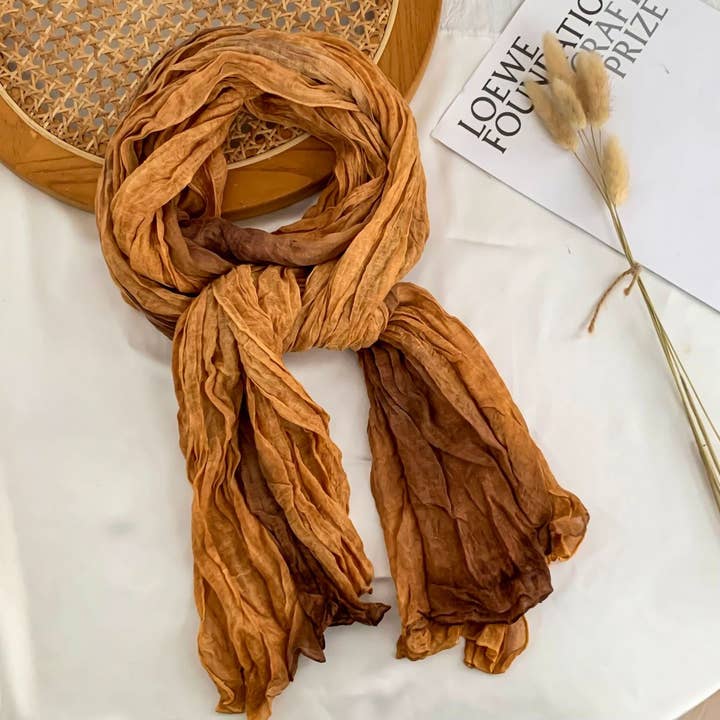 ACCITY - Wholesale Scarf - Women's - Cotton Linen Color Block Crinkle Scarf Shawl_WJ0414-031