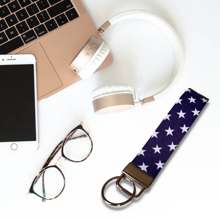 Blue and White Stars Wristlet for wholesale by Warrior Woman Co. Designs