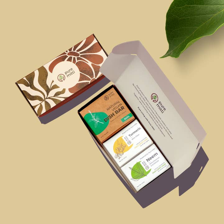 Pure Mitti - Wholesale Bath & Body Set - Toxin-Free Essentials Starter Gift Set: Dish & Bath Bars1