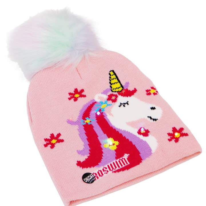 Cap Zone – wholesale Mössa - Barn – Little Girls Unicorn LED-upplyst kort mössa