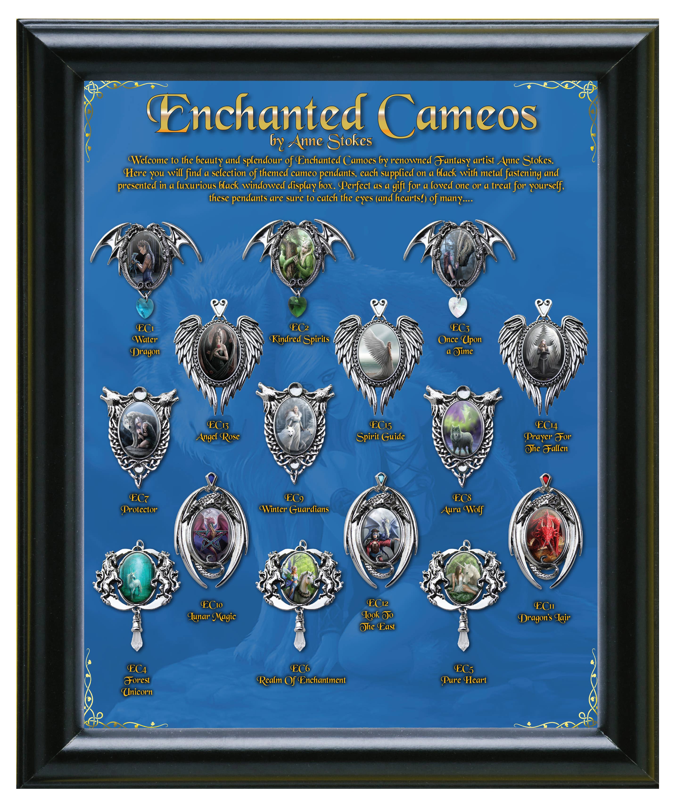 Starlinks Gifts - Vente Breloques/médailles personnalisées - Pendentif camée en forme de licorne forestière Anne Stokes EC41