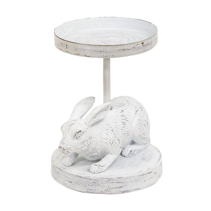 White Bunny Metal Pillar Candle Holder, 4.75" for wholesale by Col House Designs