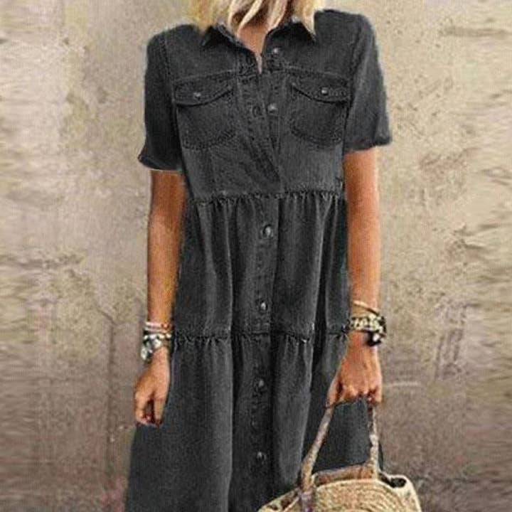 CWDMD6218_DENIM STYLE LONG MULTI-BUTTON DISTRESSED DRESS and other Purchase Wholesale ep0618. Free Returns & Net 60 Terms on Faire trending on Faire.