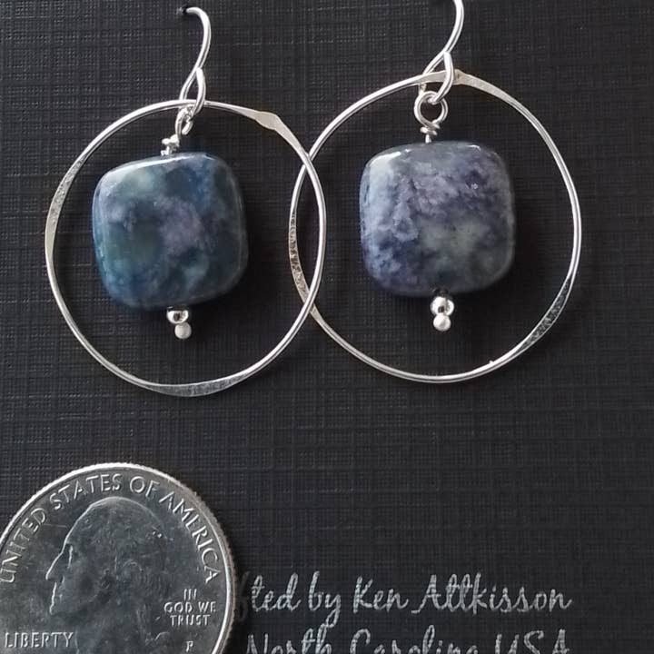 Sterling Silver Earrings With Sea Jade for wholesale by Ken’s handcrafted jewelry