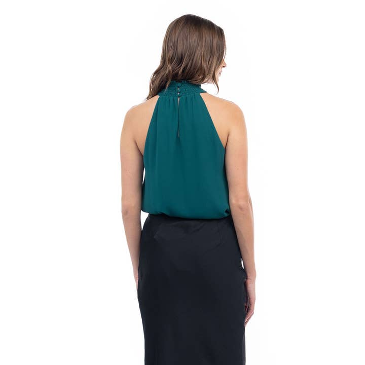 Naked Zebra Rack - Wholesale Tank Top - Women's - Halter Mock Neck Smocked Rounded Hem Top9