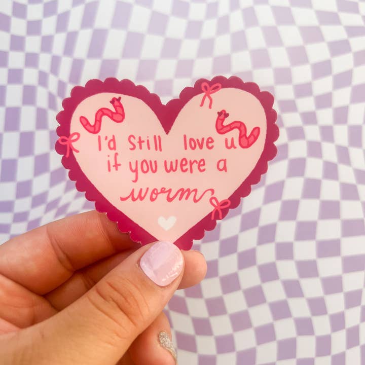 Bloom by Steph - Wholesale Love Card - Love You As A Worm Sticker Greeting Card1