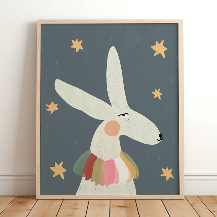 bunny rabbit print, boho rabbit wall art for wholesale by Lara and Kin