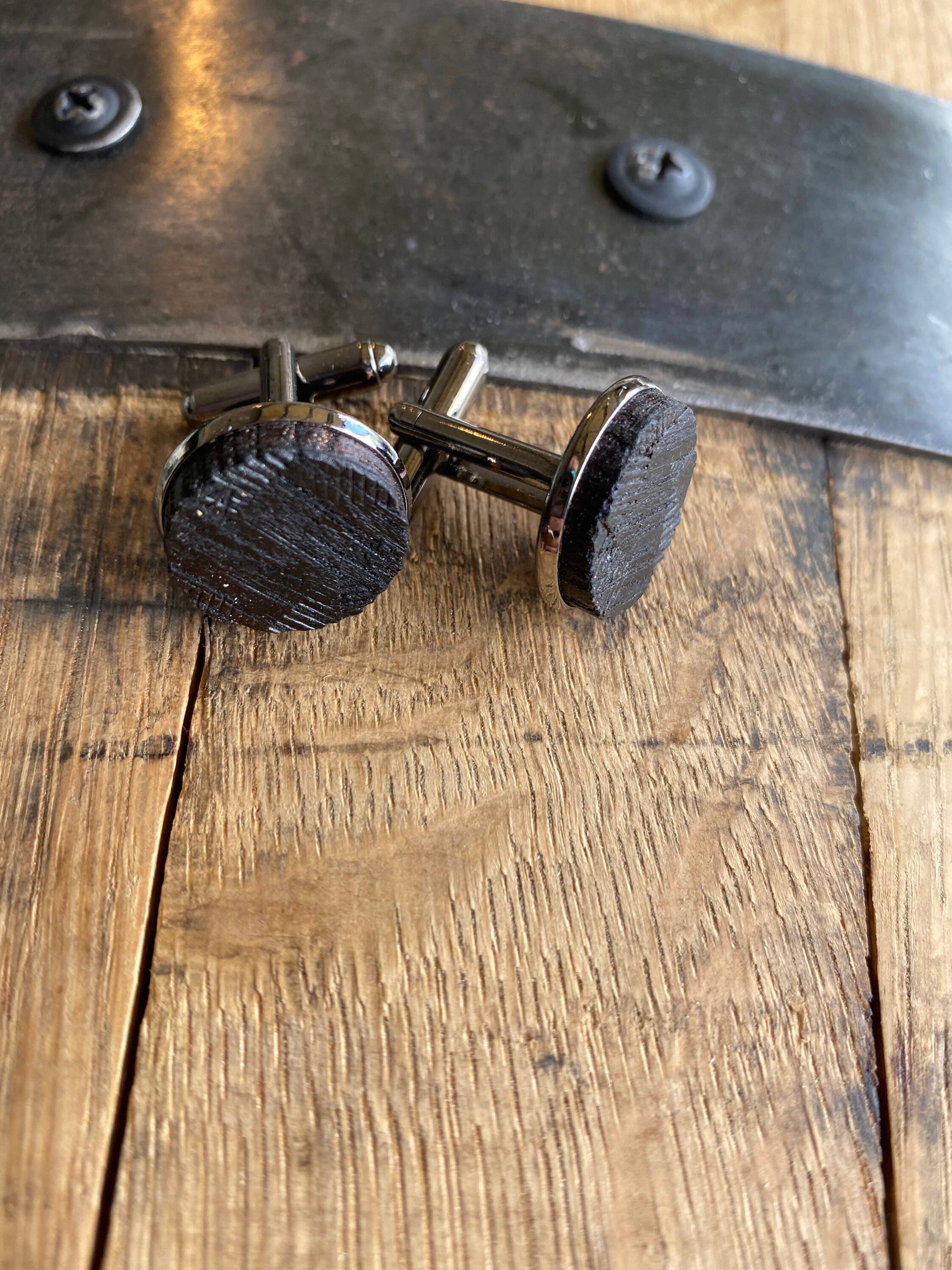 TWWKY – Botões de punho - Homem por atacado – Abotoaduras Bourbon Barrel Char de Madeira Recuperada de Kentucky3