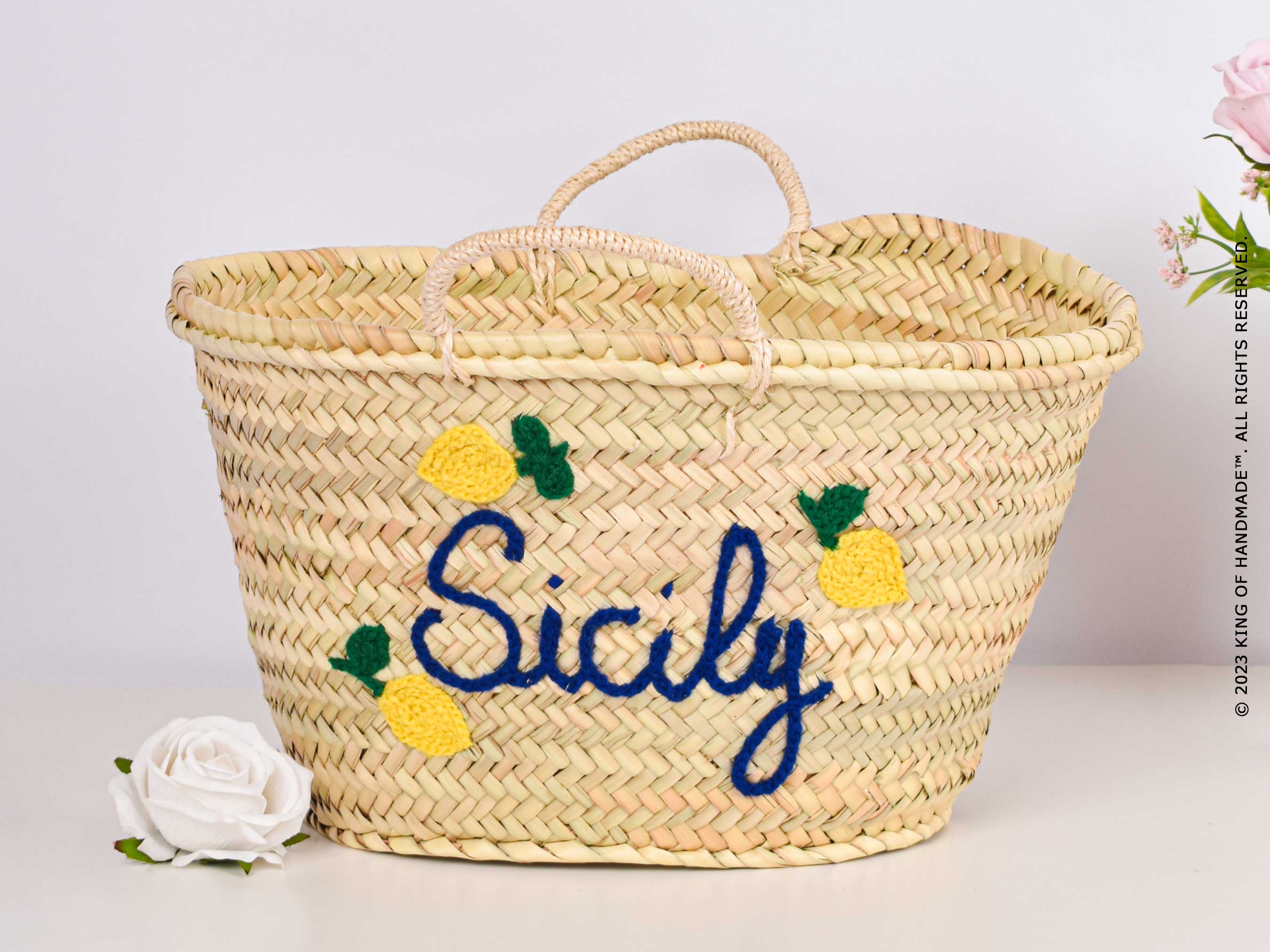 King Of Handmade – Saco de praia por atacado – Bolsa de Verão com Motivo - Tote de Praia Única - Cesto de palha5