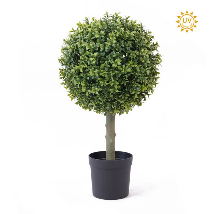 Artificial Boxwood Topiary Tree, 24", UV for wholesale by ES Essentials