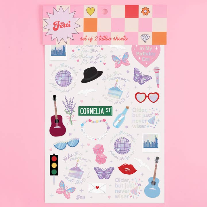 xo, Fetti - Wholesale Temporary Tattoo - Taylor Swift Birthday Era Tattoos - 50 temporary tattoos